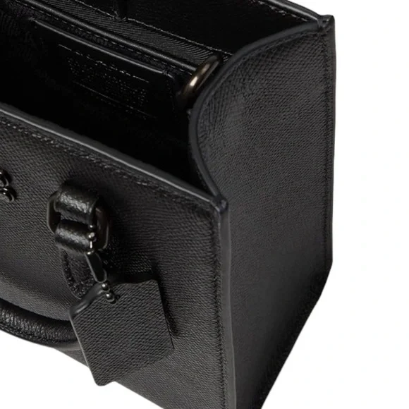 NEW! COACH Unisex Tote 16 In Crossgrain Leather Shoulder Bag Crossbody Black - Picture 4 of 16